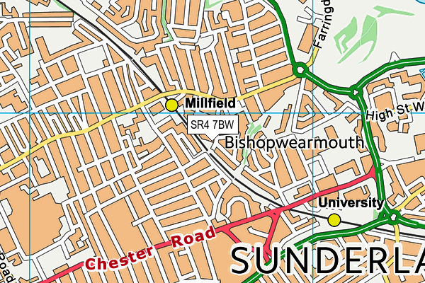 SR4 7BW map - OS VectorMap District (Ordnance Survey)