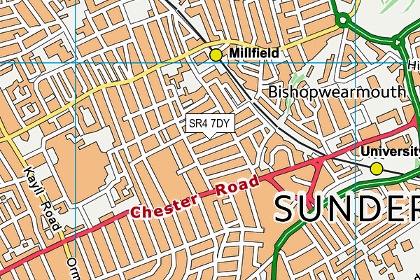 SR4 7DY map - OS VectorMap District (Ordnance Survey)