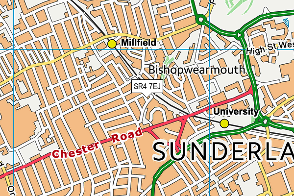 SR4 7EJ map - OS VectorMap District (Ordnance Survey)