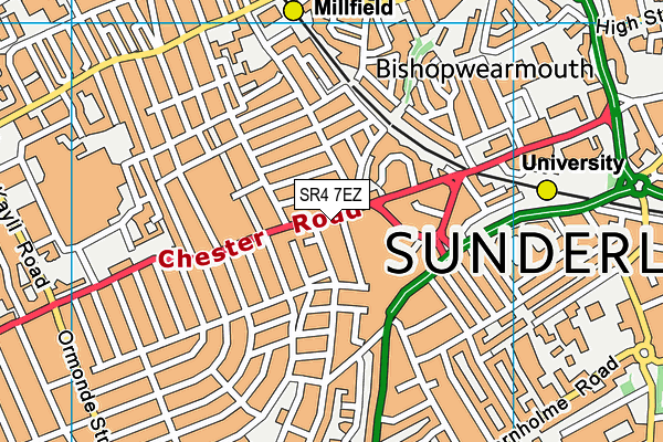 SR4 7EZ map - OS VectorMap District (Ordnance Survey)