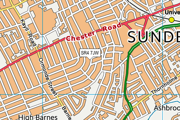 SR4 7JW map - OS VectorMap District (Ordnance Survey)