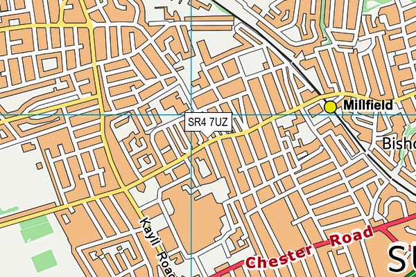 SR4 7UZ map - OS VectorMap District (Ordnance Survey)