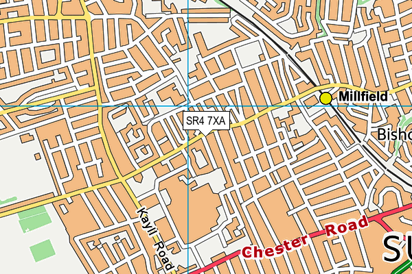 SR4 7XA map - OS VectorMap District (Ordnance Survey)