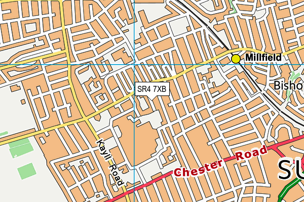 SR4 7XB map - OS VectorMap District (Ordnance Survey)