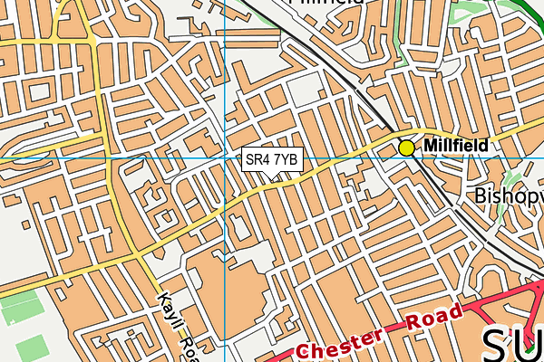 SR4 7YB map - OS VectorMap District (Ordnance Survey)