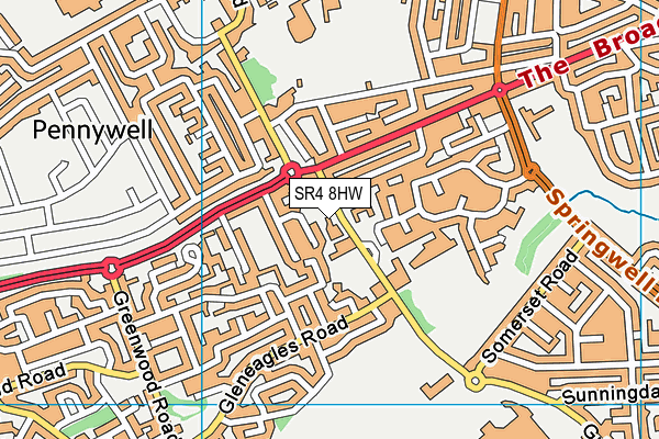 SR4 8HW map - OS VectorMap District (Ordnance Survey)