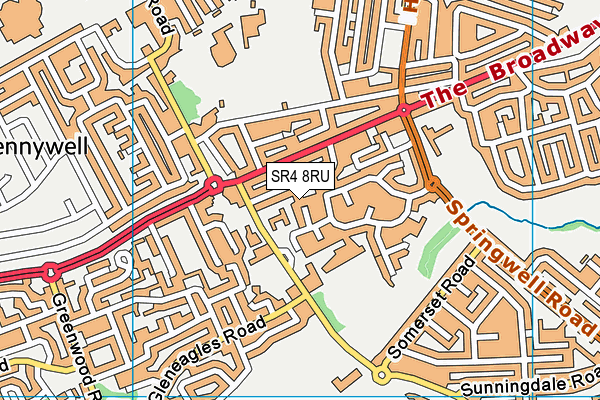 SR4 8RU map - OS VectorMap District (Ordnance Survey)
