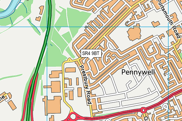 SR4 9BT map - OS VectorMap District (Ordnance Survey)