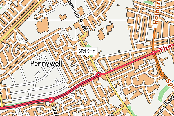 SR4 9HY map - OS VectorMap District (Ordnance Survey)