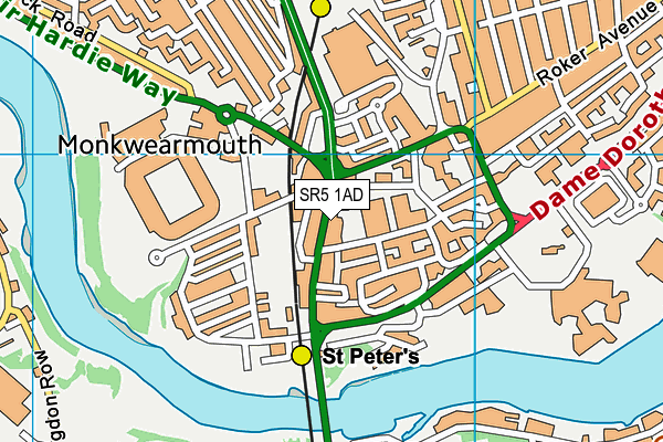 SR5 1AD map - OS VectorMap District (Ordnance Survey)