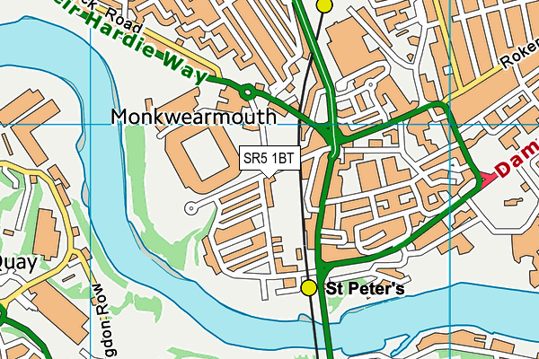 SR5 1BT map - OS VectorMap District (Ordnance Survey)