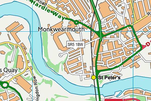 SR5 1BW map - OS VectorMap District (Ordnance Survey)