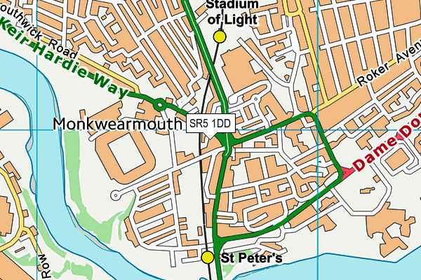 SR5 1DD map - OS VectorMap District (Ordnance Survey)