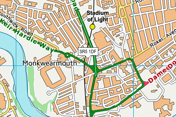 SR5 1DF map - OS VectorMap District (Ordnance Survey)