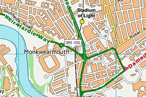 SR5 1DG map - OS VectorMap District (Ordnance Survey)