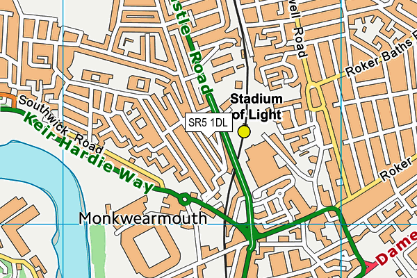 SR5 1DL map - OS VectorMap District (Ordnance Survey)