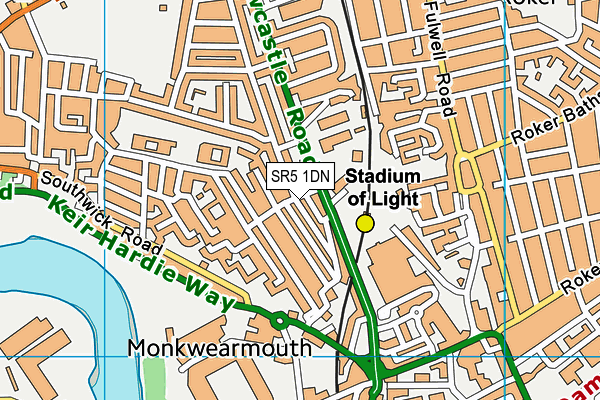 SR5 1DN map - OS VectorMap District (Ordnance Survey)