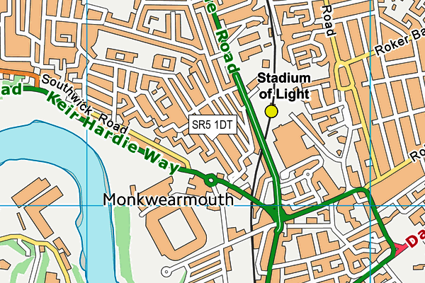 SR5 1DT map - OS VectorMap District (Ordnance Survey)