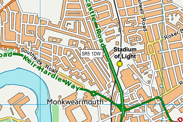 SR5 1DW map - OS VectorMap District (Ordnance Survey)