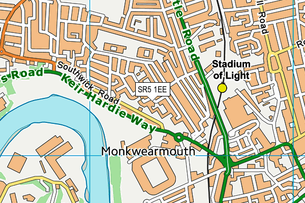 SR5 1EE map - OS VectorMap District (Ordnance Survey)