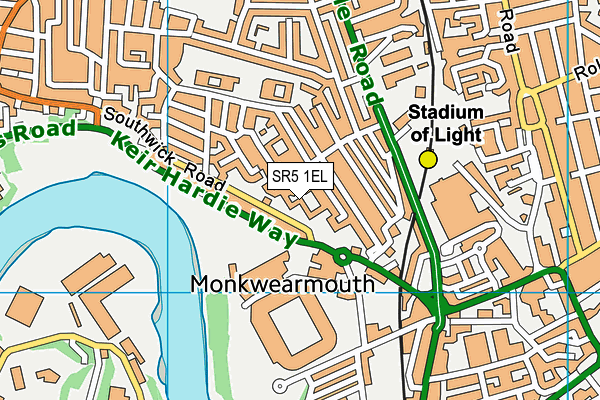 SR5 1EL map - OS VectorMap District (Ordnance Survey)