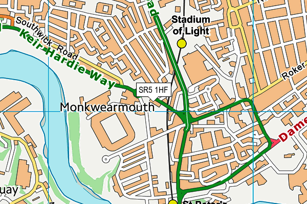 SR5 1HF map - OS VectorMap District (Ordnance Survey)