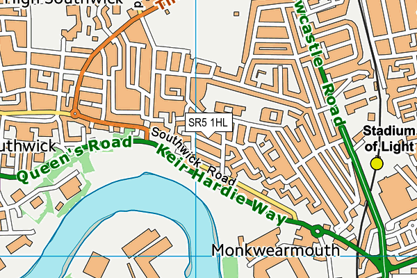 SR5 1HL map - OS VectorMap District (Ordnance Survey)