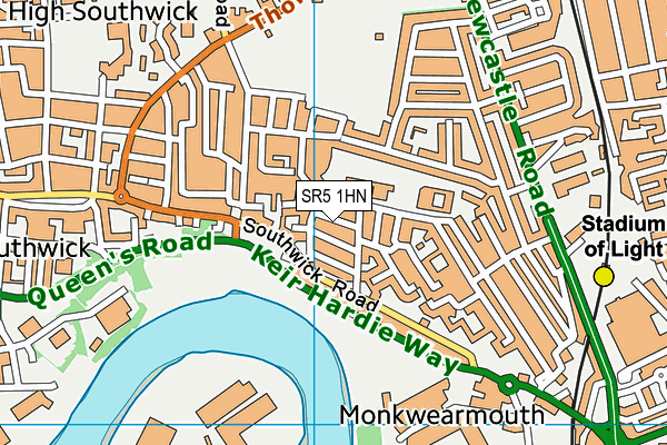 SR5 1HN map - OS VectorMap District (Ordnance Survey)
