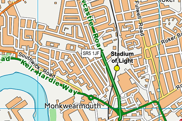 SR5 1JF map - OS VectorMap District (Ordnance Survey)