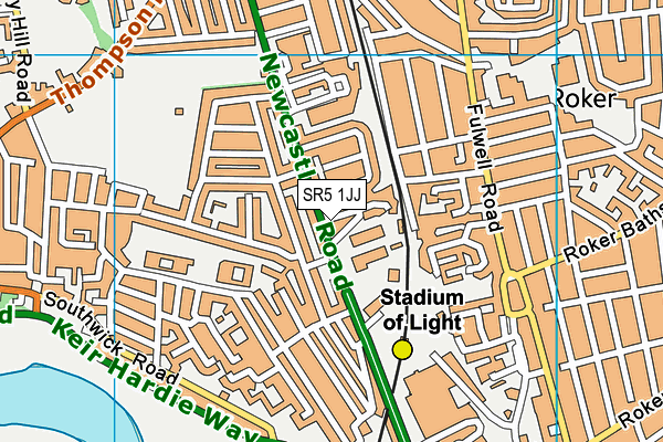 Newcastle Road Baths (Closed) map (SR5 1JJ) - OS VectorMap District (Ordnance Survey)