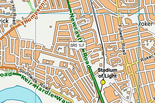 SR5 1LF map - OS VectorMap District (Ordnance Survey)