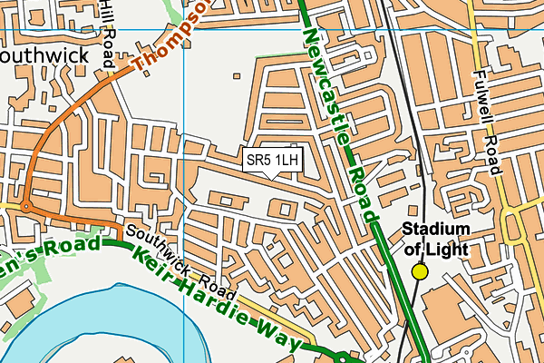 SR5 1LH map - OS VectorMap District (Ordnance Survey)