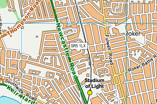 SR5 1LX map - OS VectorMap District (Ordnance Survey)