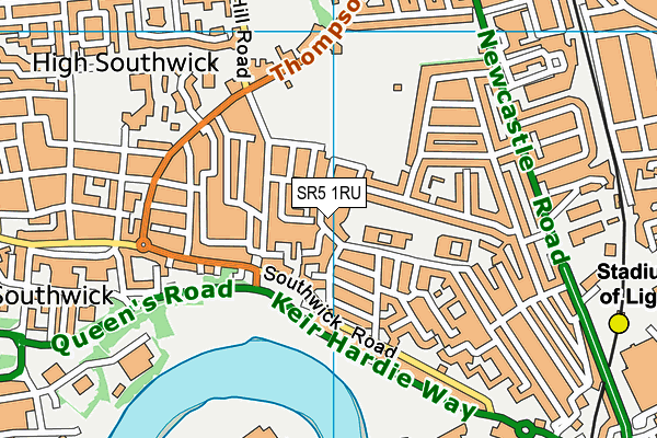 SR5 1RU map - OS VectorMap District (Ordnance Survey)