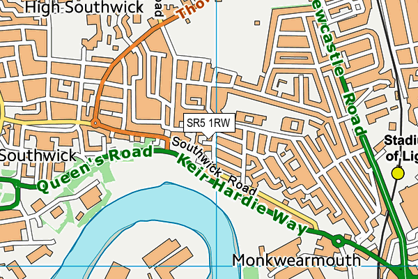 SR5 1RW map - OS VectorMap District (Ordnance Survey)