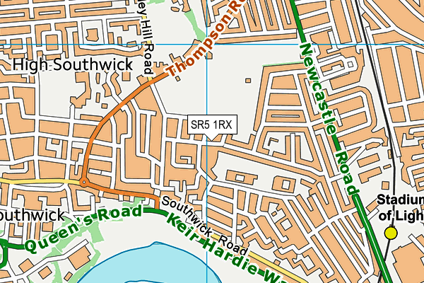 SR5 1RX map - OS VectorMap District (Ordnance Survey)