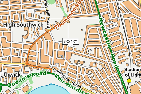 SR5 1RY map - OS VectorMap District (Ordnance Survey)