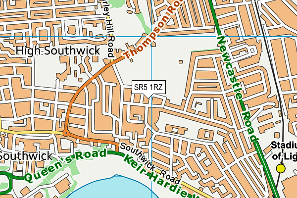 SR5 1RZ map - OS VectorMap District (Ordnance Survey)