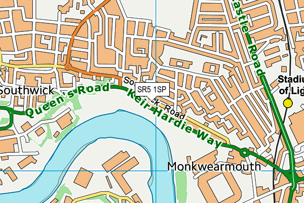 SR5 1SP map - OS VectorMap District (Ordnance Survey)