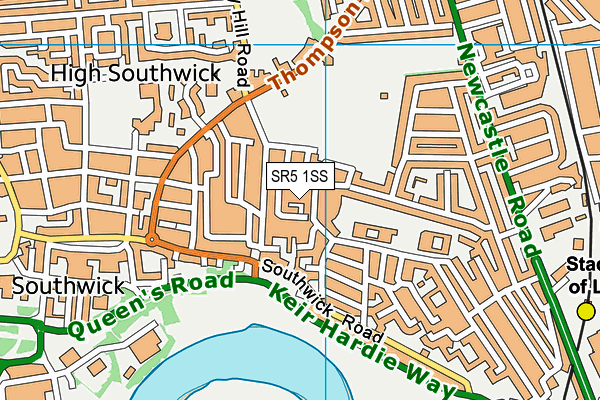 SR5 1SS map - OS VectorMap District (Ordnance Survey)