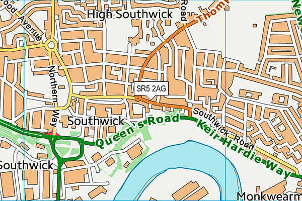SR5 2AG map - OS VectorMap District (Ordnance Survey)
