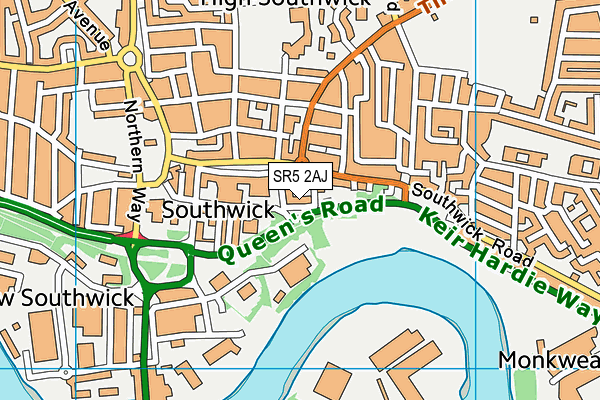 SR5 2AJ map - OS VectorMap District (Ordnance Survey)