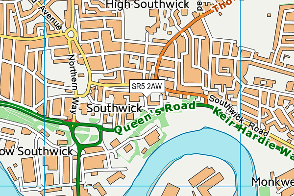 SR5 2AW map - OS VectorMap District (Ordnance Survey)