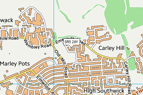 SR5 2AY map - OS VectorMap District (Ordnance Survey)