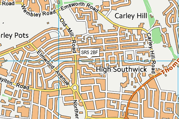 SR5 2BF map - OS VectorMap District (Ordnance Survey)