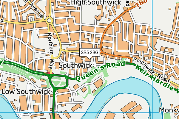 SR5 2BG map - OS VectorMap District (Ordnance Survey)