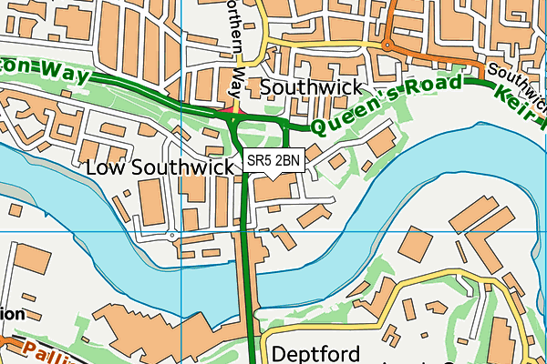 SR5 2BN map - OS VectorMap District (Ordnance Survey)