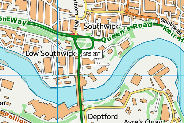 SR5 2BT map - OS VectorMap District (Ordnance Survey)