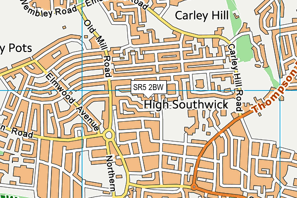 SR5 2BW map - OS VectorMap District (Ordnance Survey)