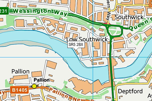 SR5 2BX map - OS VectorMap District (Ordnance Survey)